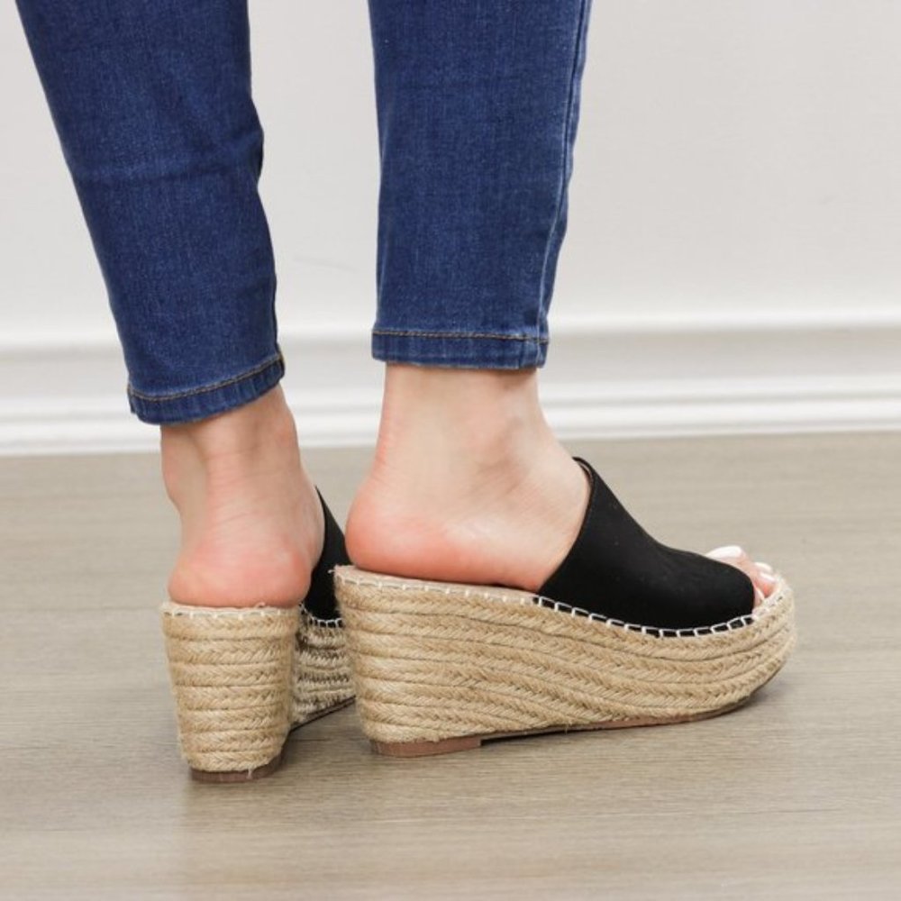 Open Toe Espadrille Slide Sandals Wedge Heel_6